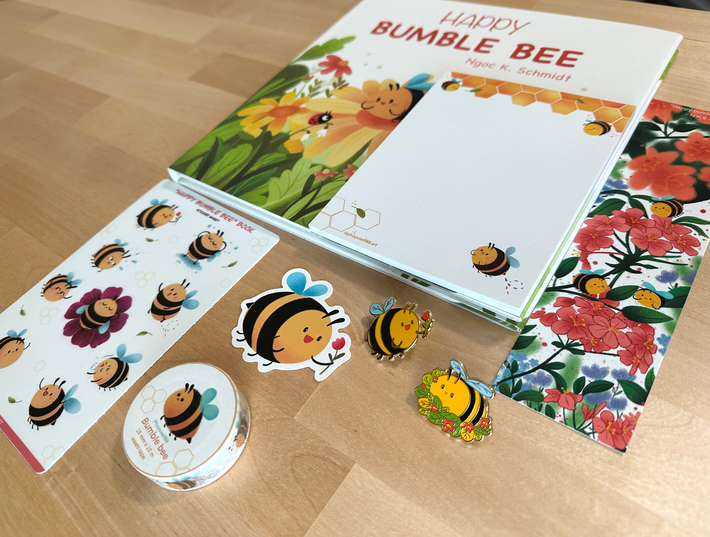 Colorful Bee And Flowers Bookmark