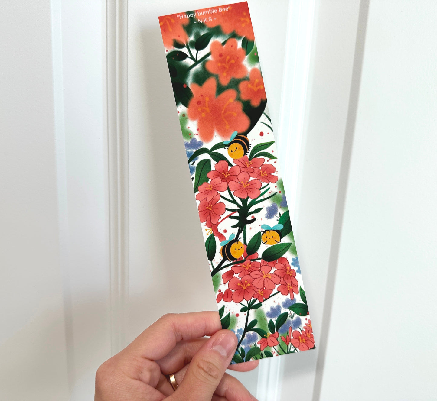Colorful Bee And Flowers Bookmark