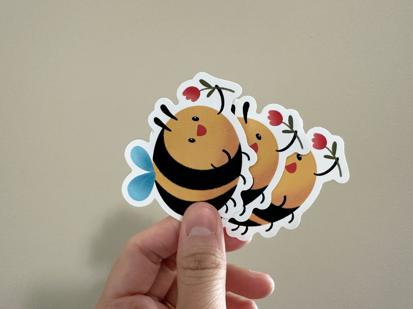 Bumble Bee And Flower Die Cut Sticker