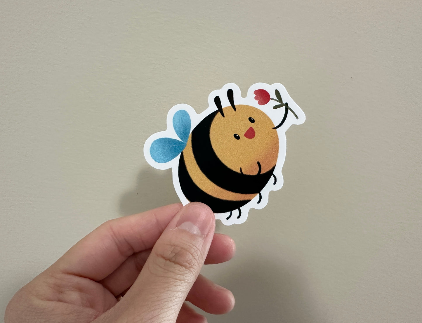 Bumble Bee And Flower Die Cut Sticker