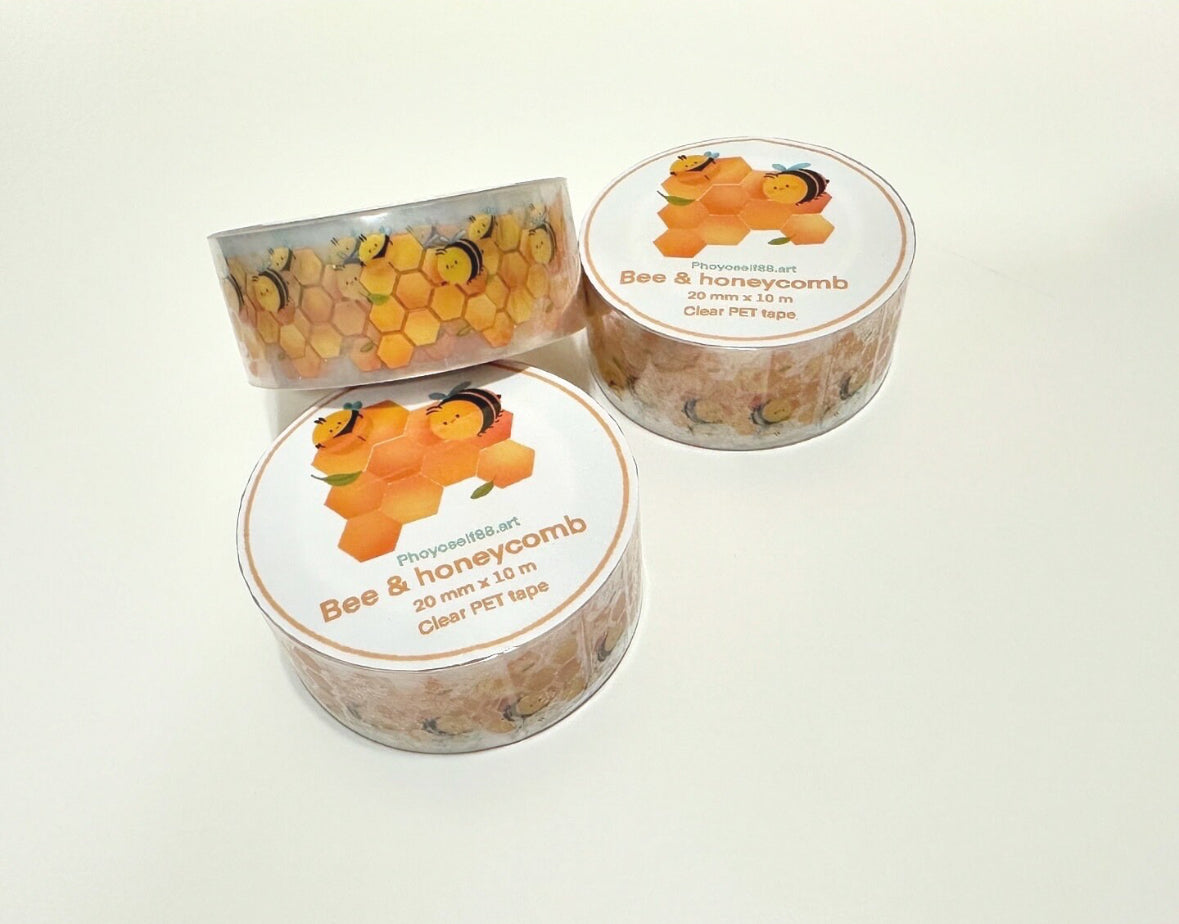 Bee And Honeycomb Clear PET Tape