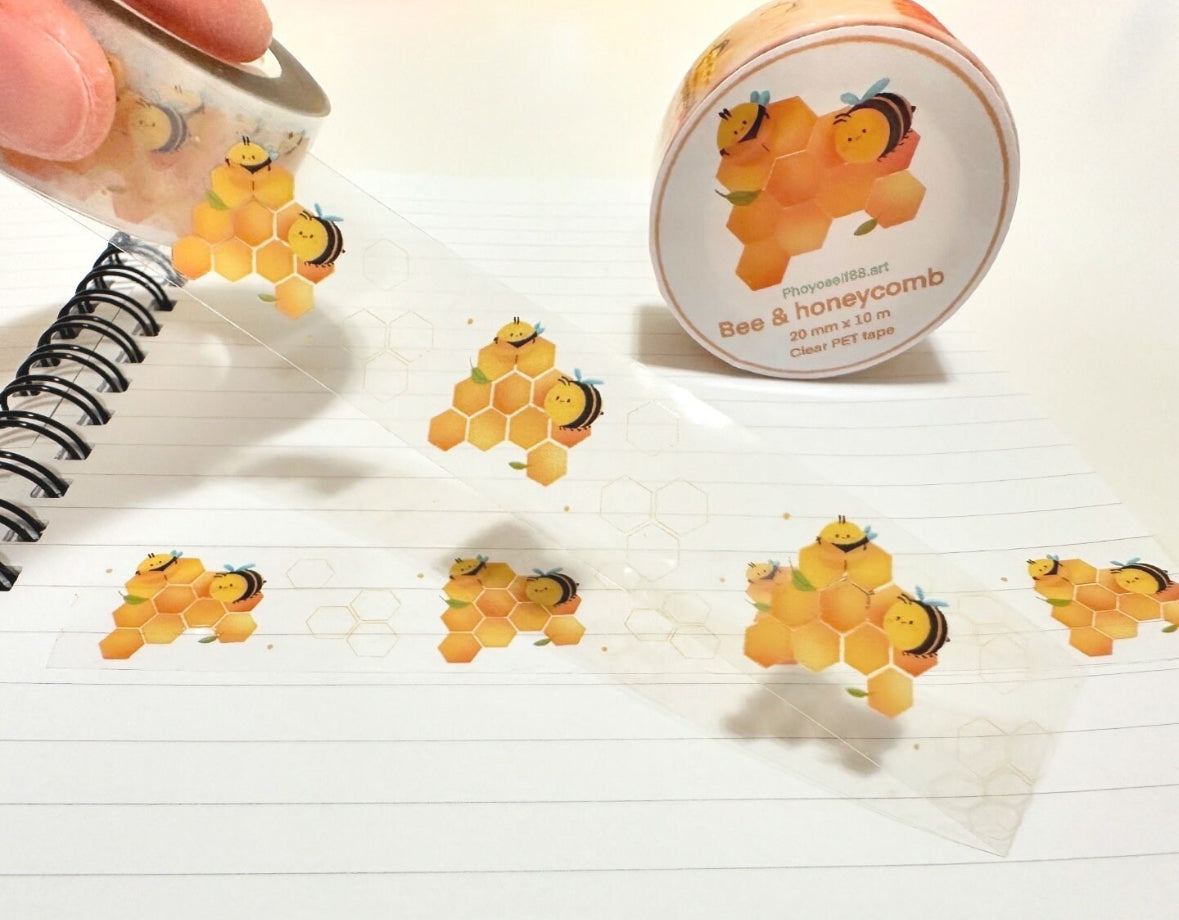 Bee And Honeycomb Clear PET Tape
