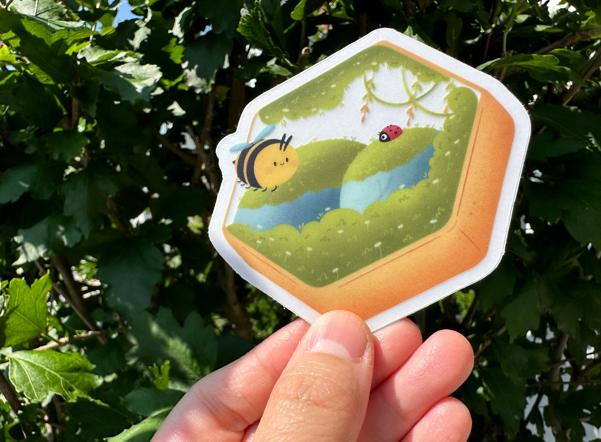 Bee And Honeycomb Clear Sticker