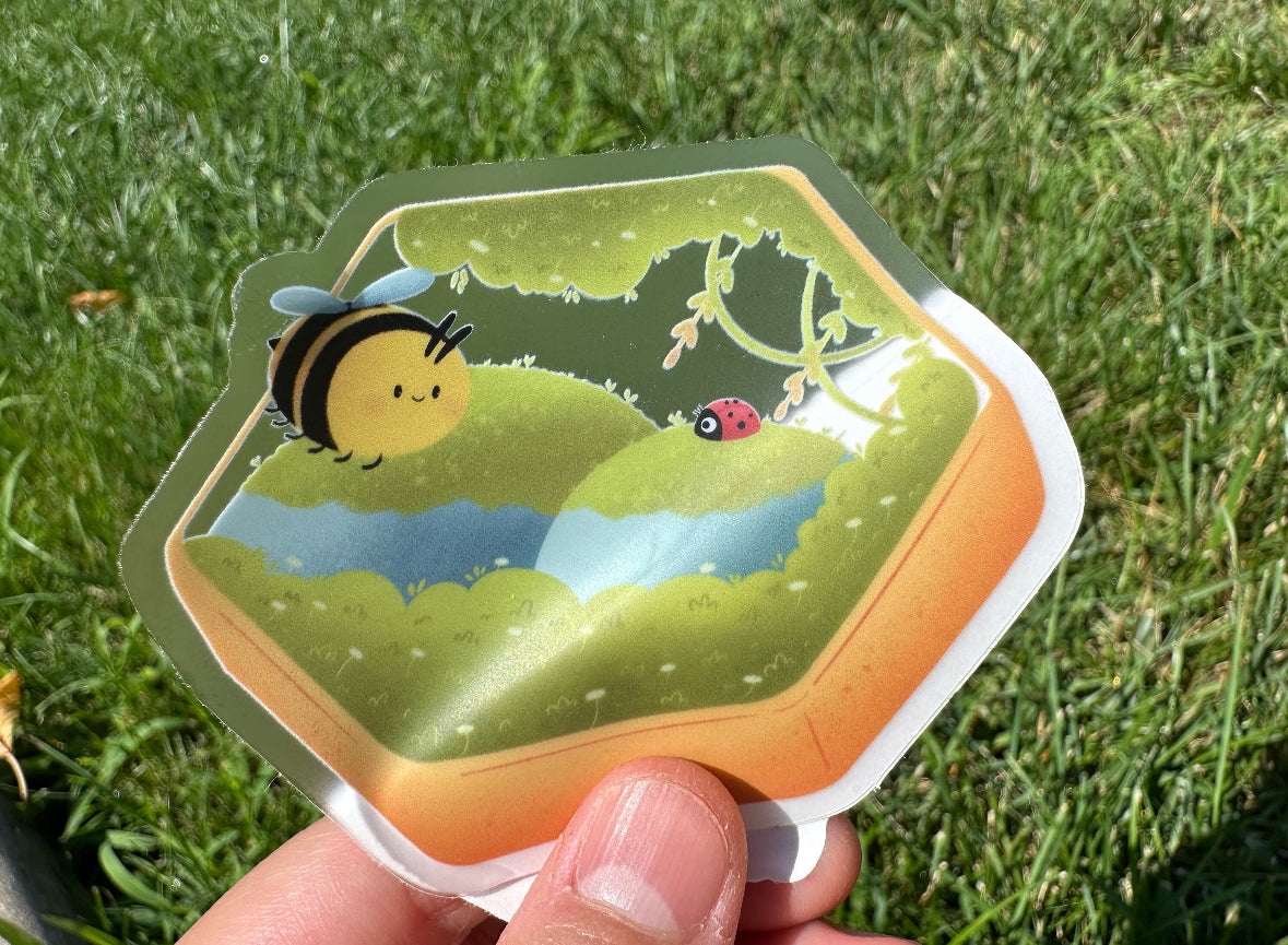 Bee And Honeycomb Clear Sticker