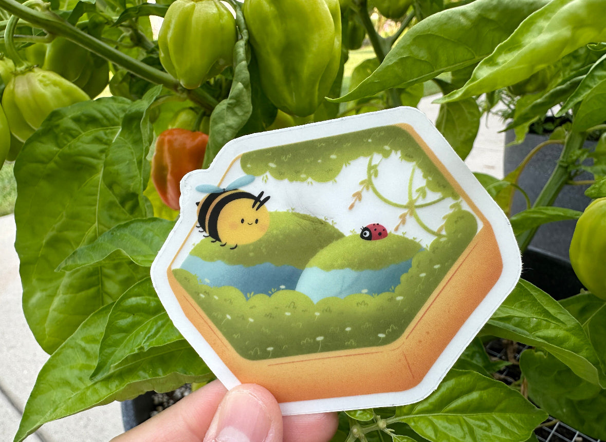 Bee And Honeycomb Clear Sticker