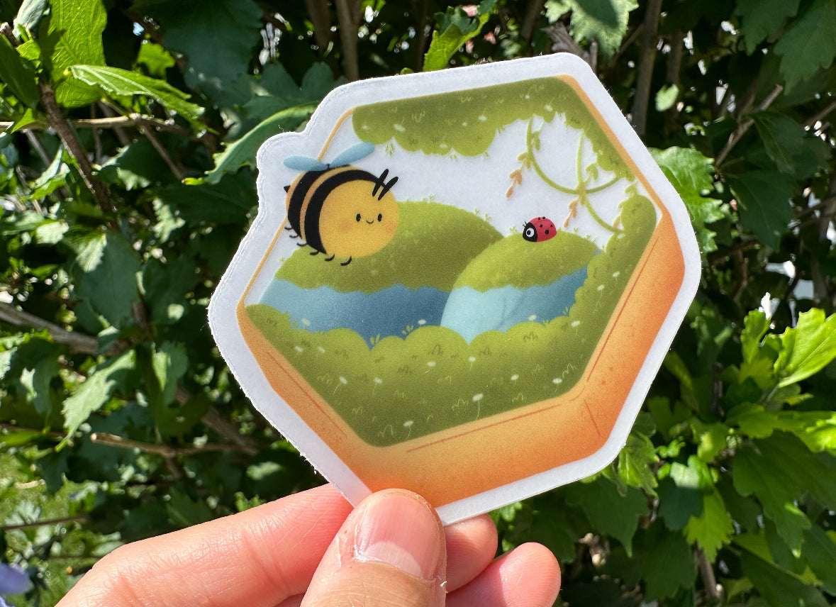 Bee And Honeycomb Clear Sticker