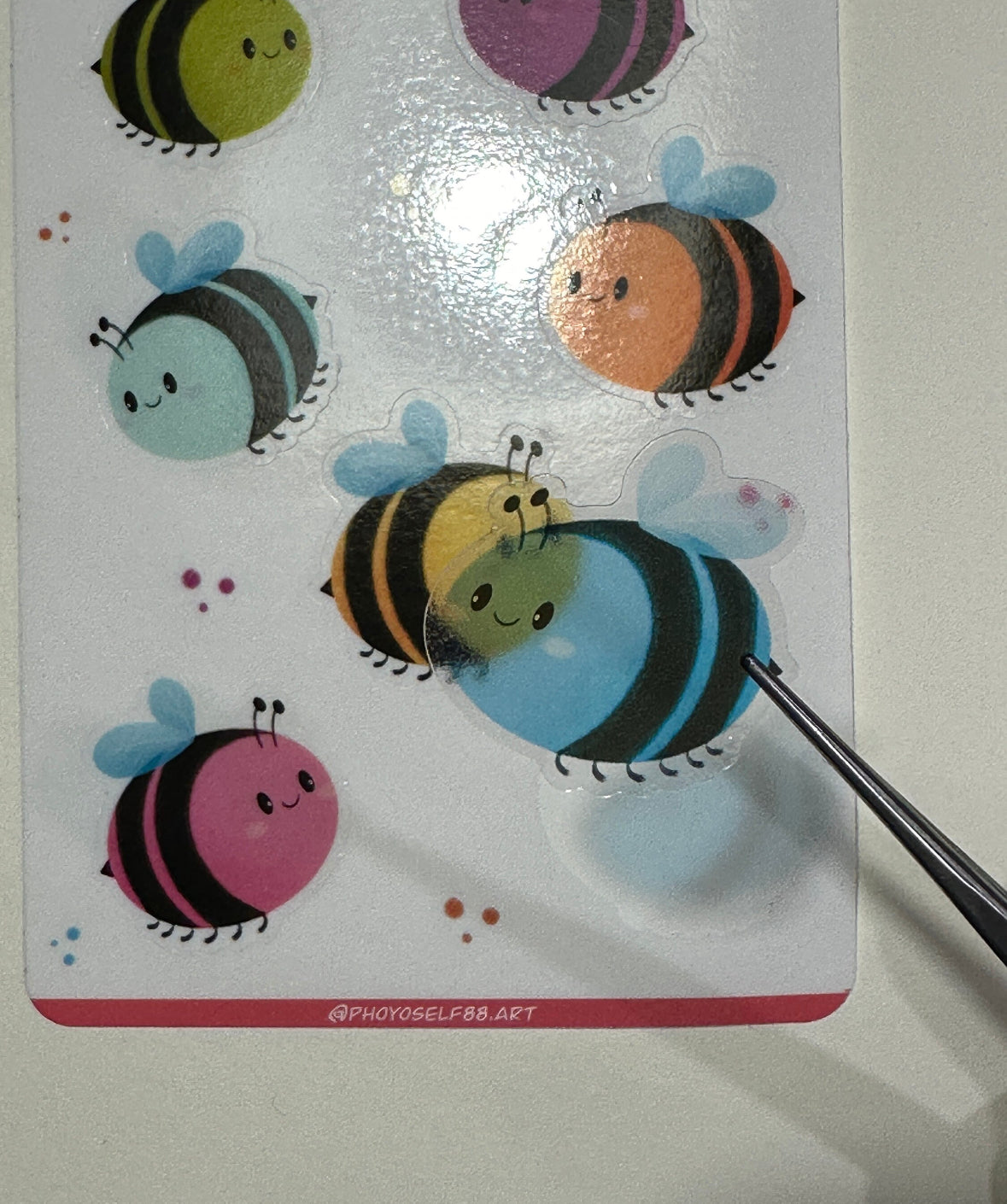 Colorful Bumble Bee Clear Sticker Sheet